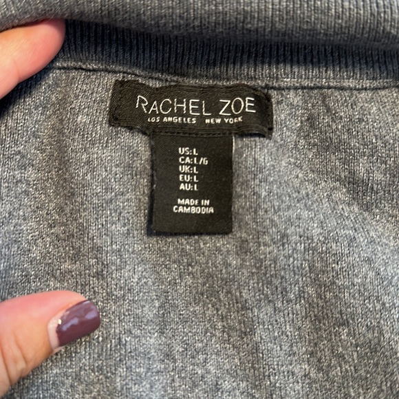 Rachel Zoe sweater Large gray color block zip front hooded jacket - Picture 7 of 10